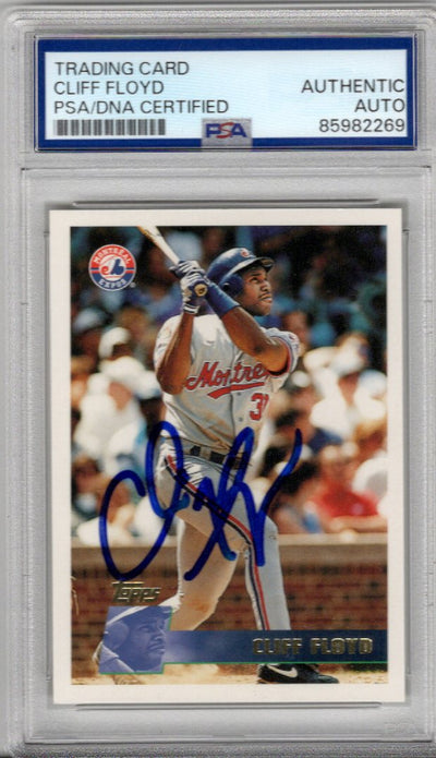Cliff Floyd Autographed Montreal Expos 1996 Topps Card #334 PSA AUTHENTIC AUTO