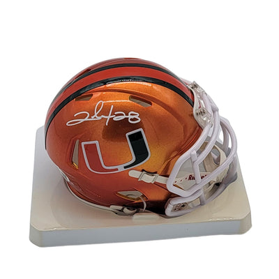Clinton Portis Autographed Miami Hurricanes Flash Mini Helmet JSA Witnessed