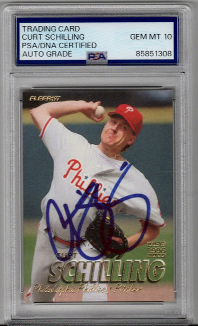 Curt Schilling Autographed Philadelphia Phillies 1997 Fleer #421 Trading Card PSA AUTO GRADE GEM MT 10