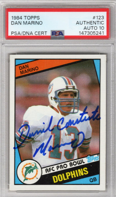 Dan Marino FULL NAME Autographed Miami Dolphins 1984 Topps #123 Rookie Card PSA AUTHENTIC AUTO 10