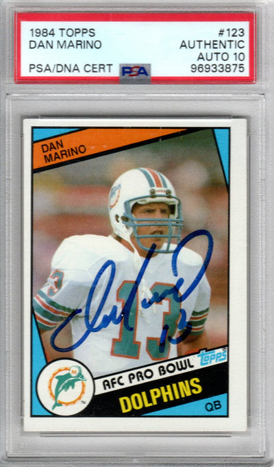 Dan Marino Autographed Miami Dolphins 1984 Topps #123 Rookie Card PSA AUTHENTIC AUTO 10