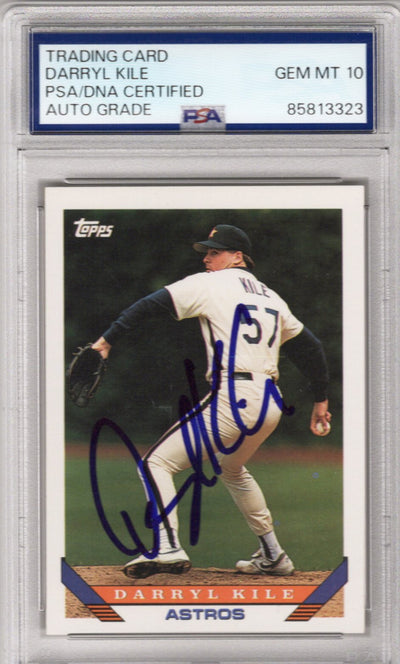 Darryl Kile Autographed Houston Astros 1993 Topps #308 Trading Card AUTO GRADE GEM MT  PSA