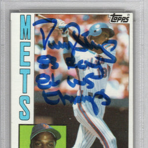 Darryl Strawberry Autographed New York Mets 1984 Topps Trading Card #182 W/ 83 ROY & 86 WS Champs PSA Encapsulated 96934273