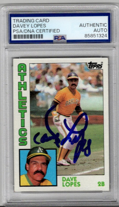 Davey Lopes Autographed Oakland A's 1984 Topps #669 Trading Card PSA AUTHENTIC AUTO