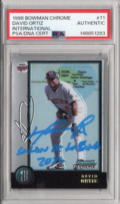 David Ortiz Autographed Twins 1998 Bowman Chrome International Rookie Card #71 PSA AUTHENTIC