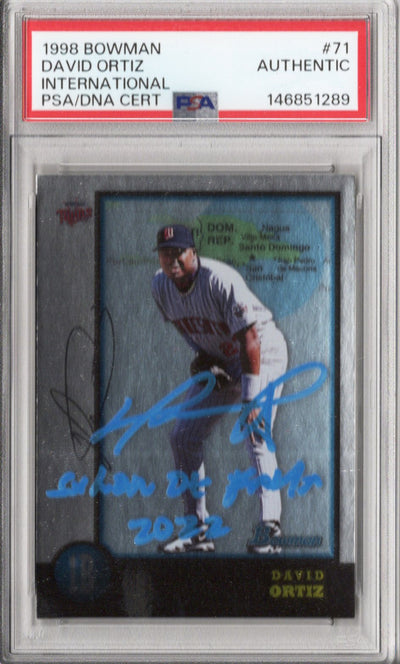 David Ortiz Autographed Twins 1998 Bowman International Rookie Card #71 PSA AUTHENTIC