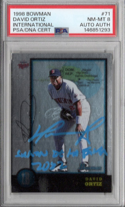 David Ortiz Autographed Twins 1998 Bowman International Rookie Card #71 PSA NM MT 8 AUTO AUTH