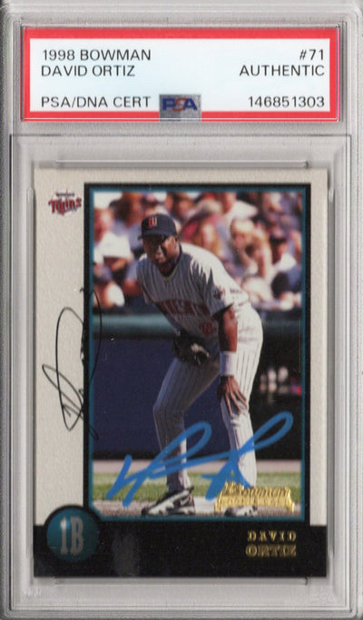 David Ortiz Autographed Twins 1998 Bowman Rookie Card #71 PSA AUTHENTIC