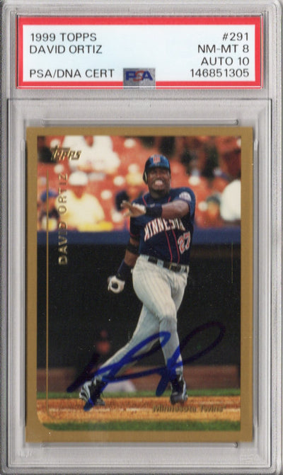 David Ortiz Autographed Twins 1999 Topps #291 Card PSA NM-MT 8 AUTO 10