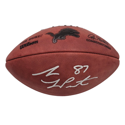 Detroit Lions metallic NFL Duke football signed by Sam LaPorta Beckett witnessed