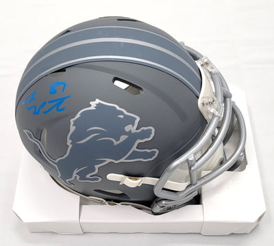 Detroit Lions slate mini helmet signed by Sam LaPorta Beckett witnessed