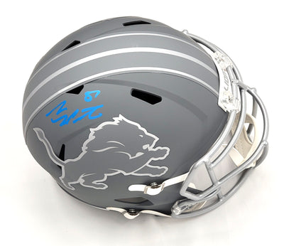 Detroit Lions slate replica helmet signed by Sam LaPorta Beckett witnessed