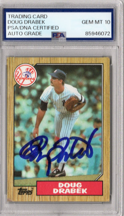 Doug Drabek Autographed New York Yankees 1987 Topps #283 Card PSA AUTO GRADE GEM MT 10