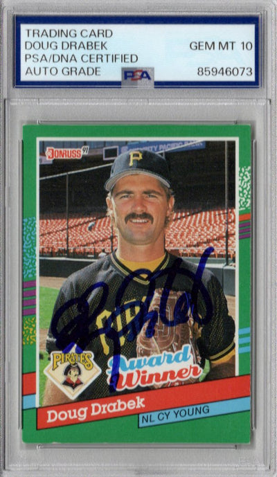 Doug Drabek Autographed Pittsburgh Pirates 1991 Donruss NL CY Young Card #750 PSA AUTO GRADE GEM MT 10