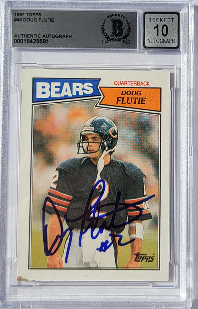 Doug Flutie Autographed Chicago Bears 1987 Topps #45 Card Beckett Graded AUTO 10
