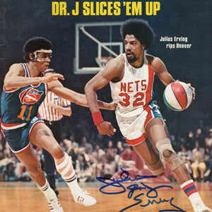 Julius Dr. J Erving Autographed ABA New York Nets Sports Illustrated Dr. J Slices 'Em Up 5/17/76 Beckett Witnessed