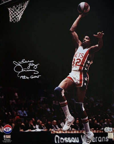 Julius Dr. J Erving Autographed NY Nets ABA 16x20 Photo W/ ABA GOAT Beckett Witnessed