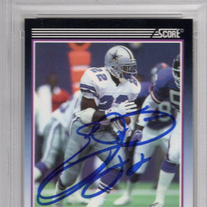 Emmitt Smith Signed 1990 Score #101T Cowboys Rookie Card – PSA NM/MT-8 Auto 10