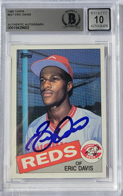 Eric Davis Autographed Cincinnati Reds 1985 Topps #6277 Card Beckett Graded AUTO 10