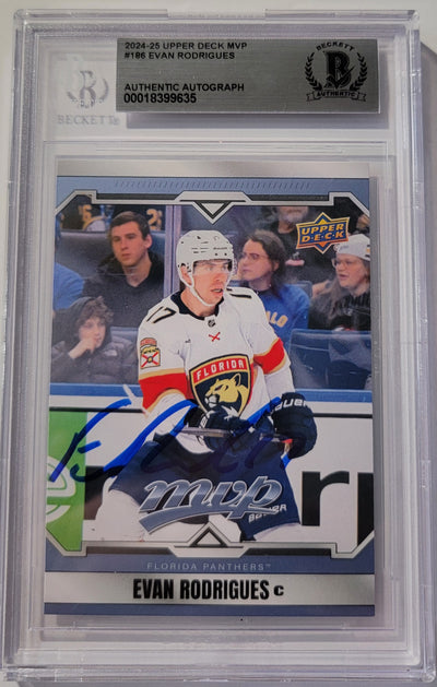 Evan Rodrigues Autographed Florida Panthers 2024-25 Upper Deck MVP Card #186 Beckett