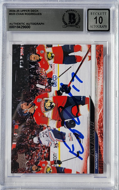 Evan Rodrigues Autographed Florida Panthers 2024-25 Upper Deck #323 Card Beckett Graded AUTO 10