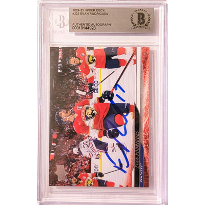 Evan Rodrigues Autographed Florida Panthers 2024-25 Upper Deck Trading Card #323 Beckett Encapsulated