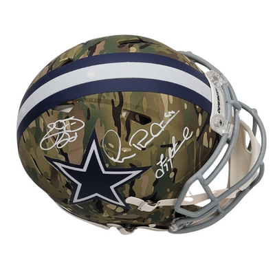 Troy Aikman Michael Irvin Emmitt Smith Signed Dallas Cowboys Camo Authentic Helmet Beckett Fanatics