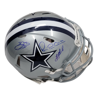 Troy Aikman Michael Irvin Emmitt Smith Signed Dallas Cowboys Authentic Helmet Beckett Fanatics