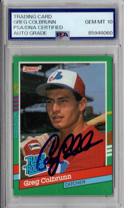 Greg Colbrunn Autographed Montreal Expos 1991 Donruss #425 Rated Rookie Card PSA AUTO GRADE GEM MT 10