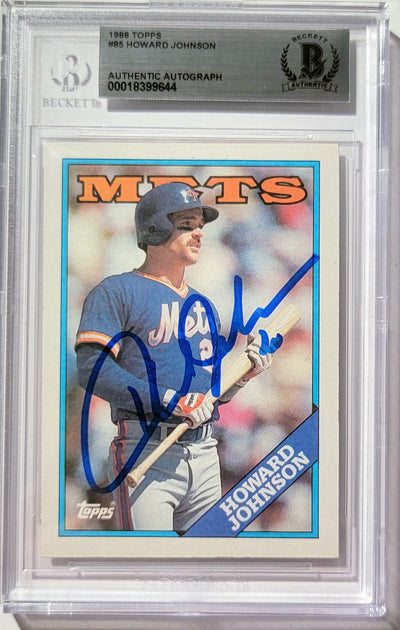 Howard Johnson Autographed New York Mets 1988 Topps Card #85 Beckett