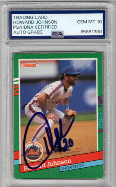 Howard Johnson Autographed New York Mets 1991 Donruss Trading Card PSA AUTO GRADE GEM MT 10
