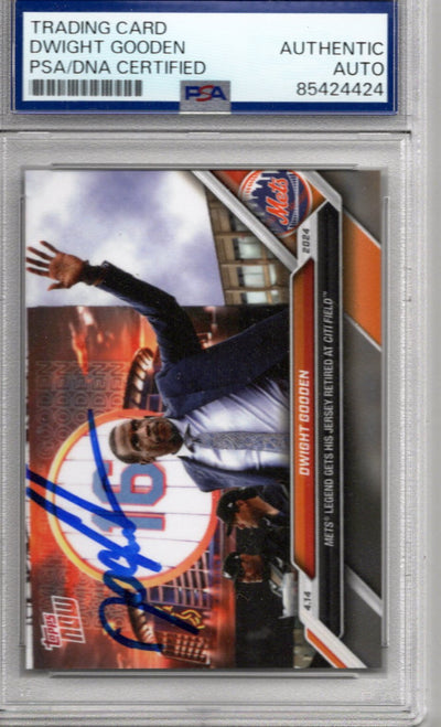 Dwight Doc Gooden Autographed New York Mets 2024 Topps NOW Jersey Retired Card PSA 85424424