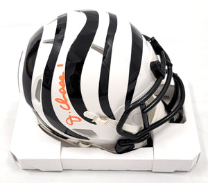 Ja'Marr Chase Autographed Cincinnati Bengals 2022 ALT White Mini Helmet Beckett Witnessed