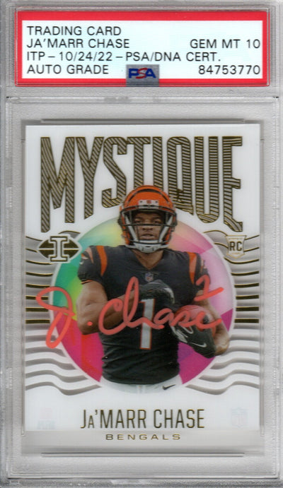 Ja'Marr Chase Cincinnati Bengals Autographed Encapsulated 2021 Panini Illusions No. MY-7 Rookie Trading Card GEM MT. 10 PSA ITP 84753770