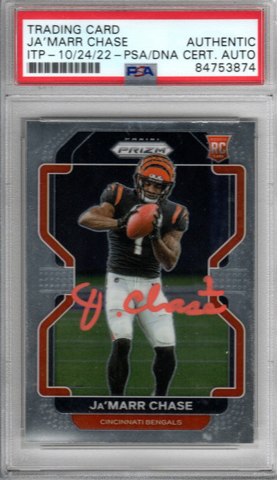 Ja'Marr Chase Autographed Cincinnati Bengals Encapsulated 2021 Panini Prizm No. 337 Rookie Trading Card PSA ITP 84753874