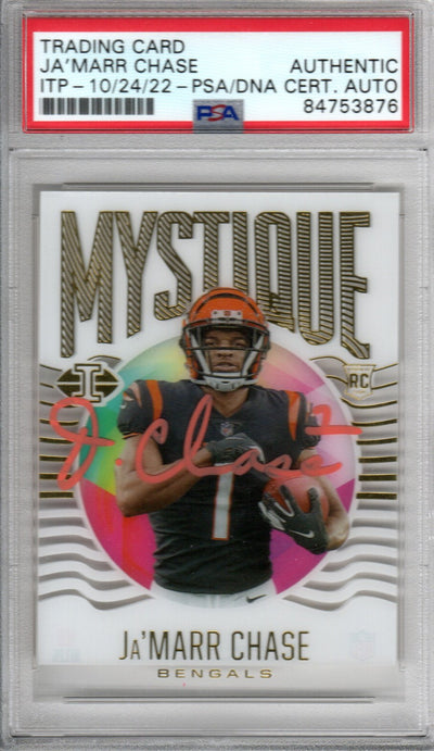 Ja'Marr Chase Autographed Cincinnati Bengals Encapsulated 2021 Panini Illusions No. MY-7 Rookie Trading Card PSA ITP 84753876