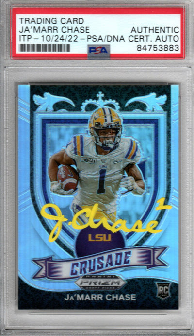 Ja'Marr Chase Autographed LSU Encapsulated 2021 Panini Prizm Draft Picks No. 162 Rookie Trading Card PSA ITP 84753883