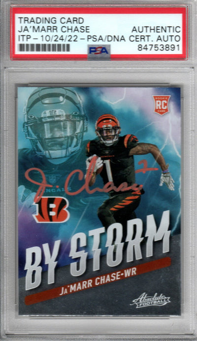 Ja'Marr Chase Autographed Cincinnati Bengals Encapsulated 2021 Panini Absolute No. BST-5 Rookie Trading Card PSA ITP 84753891
