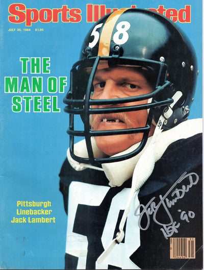 Jack Lambert Autographed Pittsburgh Steelers Sports Illustrated 7/30/84 W/ HOF 90 Beckett Authenticated Silver