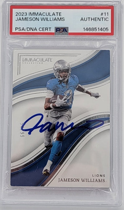 Jameson Williams Autographed Detroit Lions 2023 Panini Immaculate Card PSA AUTHENTIC