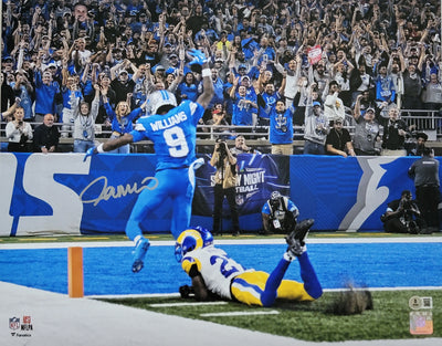 Jameson Williams Autographed Detroit Lions 2024 Touchdown 16X20 Photo Beckett Witnessed
