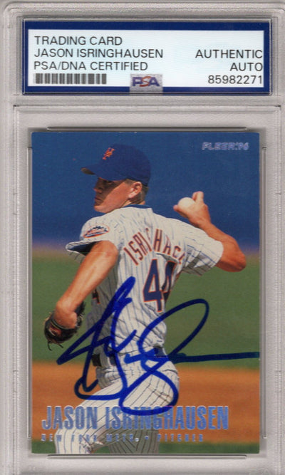 Jason Isringhausen Autographed New York Mets 1996 Fleer Rookie Card #481 PSA AUTHENTIC AUTO