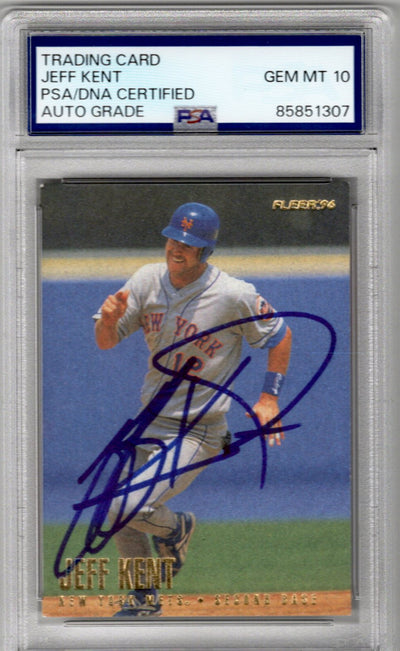 Jeff Kent Autographed New York Mets 1996 Fleer #484 Trading Card PSA AUTO GRADE GEM MT 10