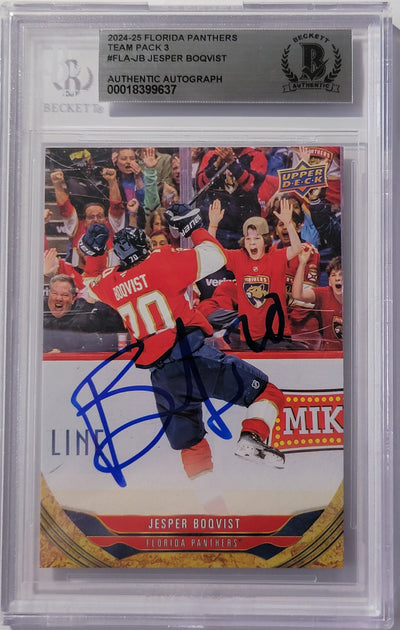 Jesper Boqvist Autographed Florida Panthers 2024-25 Upper Deck Card Beckett