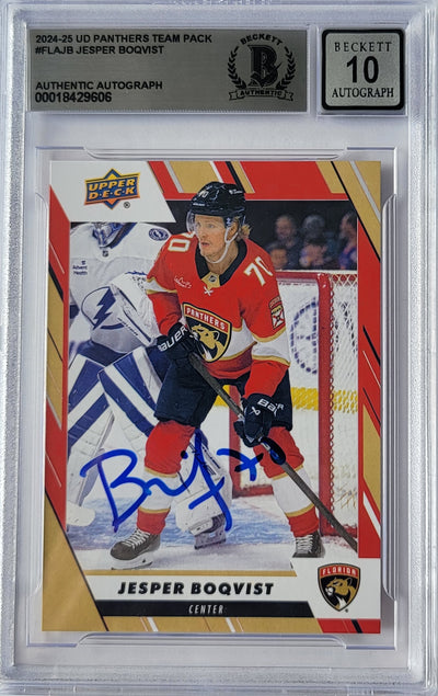 Jesper Boqvist Autographed Florida Panthers 2024-25 Upper Deck Beckett Graded AUTO 10