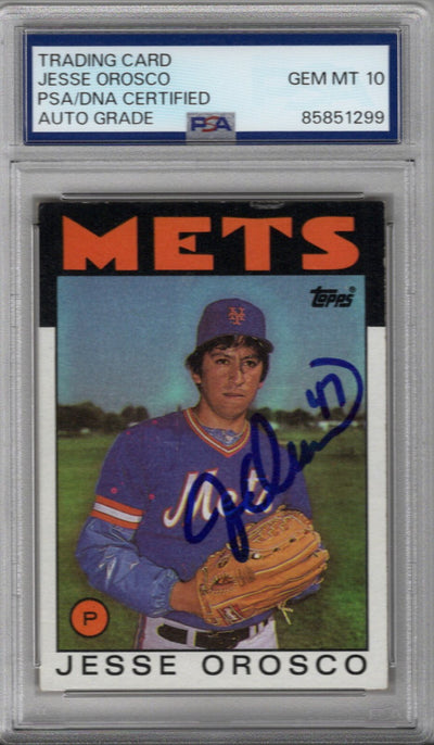 Jesse Orosco Autographed New York Mets 1986 #465 Trading Card PSA AUTO GRADE GEM MT 10