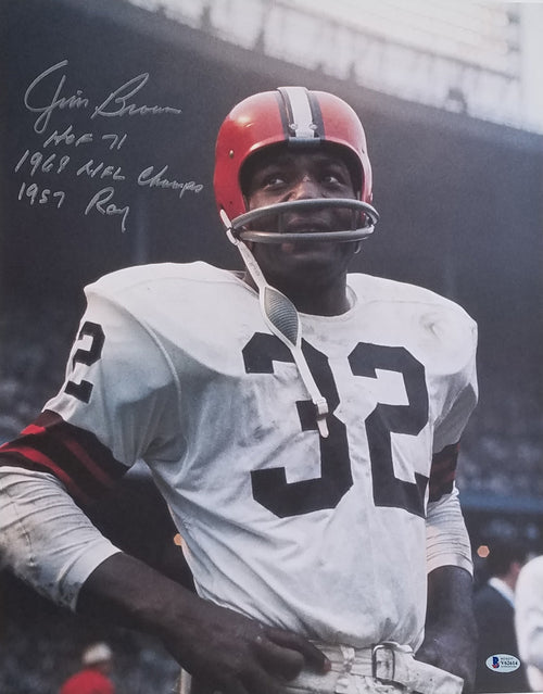 Jim Brown Autographed Cleveland Browns Mini Helmet w/ HOF 71