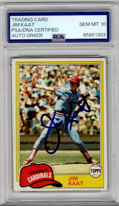 Jim Kaat Autographed St. Louis Cardinals 1981 Topps #563 Trading Card PSA AUTO GRADE PSA GEM MT 10