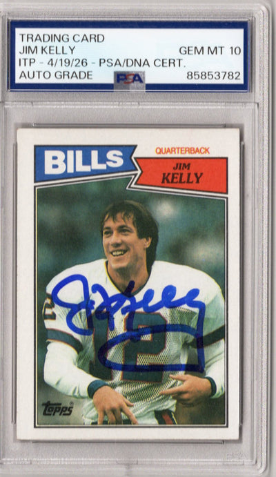 Jim Kelly Autographed Buffalo Bills 1987 Topps #362 Rookie Card PSA GEM MT 10