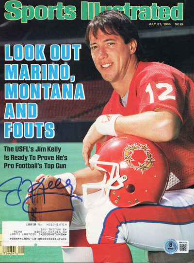 Jim Kelly Autographed Buffalo Bills Sports Illustrated USFL 7/21/86 Beckett Witness